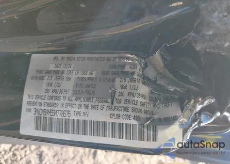 2025 Mazda Cx-30 2.5 S из США, поврежденный, VIN 3MVDMBAM6SM778675